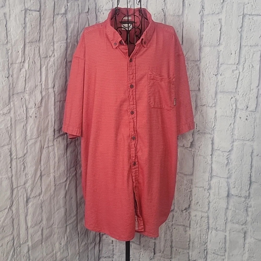 COLUMBIA Red Regular Fit Button Down‎ Men's Shirt 2XT